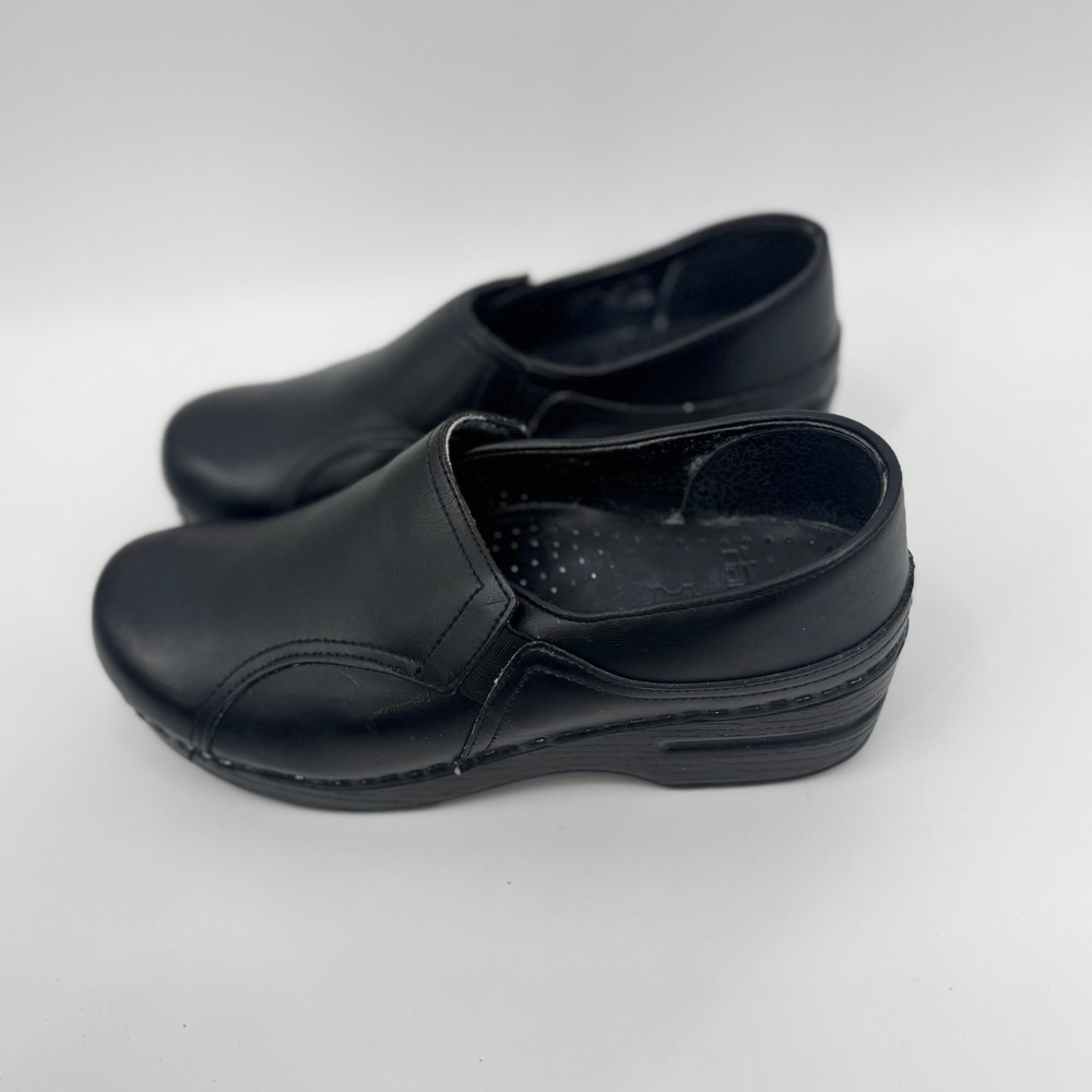 Dansko 37 Black Leather Clogs Nurse Occupation Comfort Shoes US 6.5-7 - Picture 4 of 12